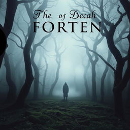 A captivating book cover featuring a mysterious forest with fog rolling through ancient trees