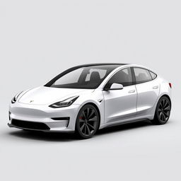 Create an image of a Tesla Model Y with design elements and features inspired by the Tesla Model 3 Highland