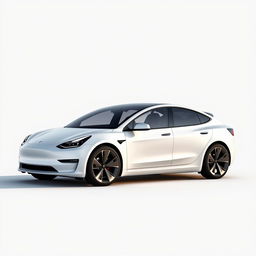 Create an image of a Tesla Model Y with design elements and features inspired by the Tesla Model 3 Highland