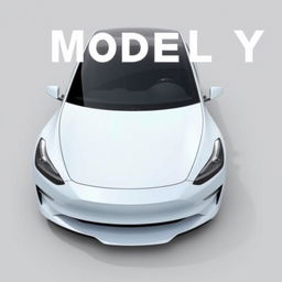 Create an image of a Tesla Model Y with design elements and features inspired by the Tesla Model 3 Highland