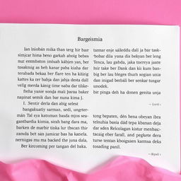 Sebuah artikel tulisan bertema unsur kimia dengan latar belakang warna pink