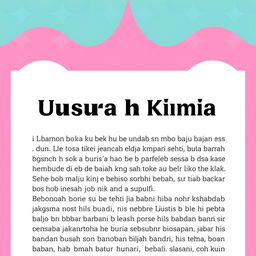 Sebuah artikel tulisan bertema unsur kimia dengan latar belakang warna pink