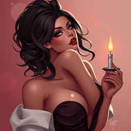 Create an image that is alluring and seductive, featuring a character in a sultry pose