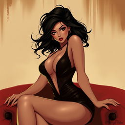 Create an image that is alluring and seductive, featuring a character in a sultry pose