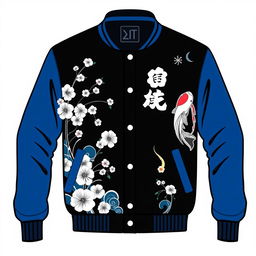 Create an image of a varsity jacket with a Japanese theme