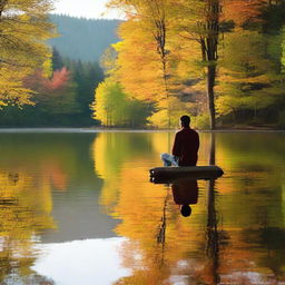 A person sitting alone in a quiet, serene environment, deeply engaged in self-reflection