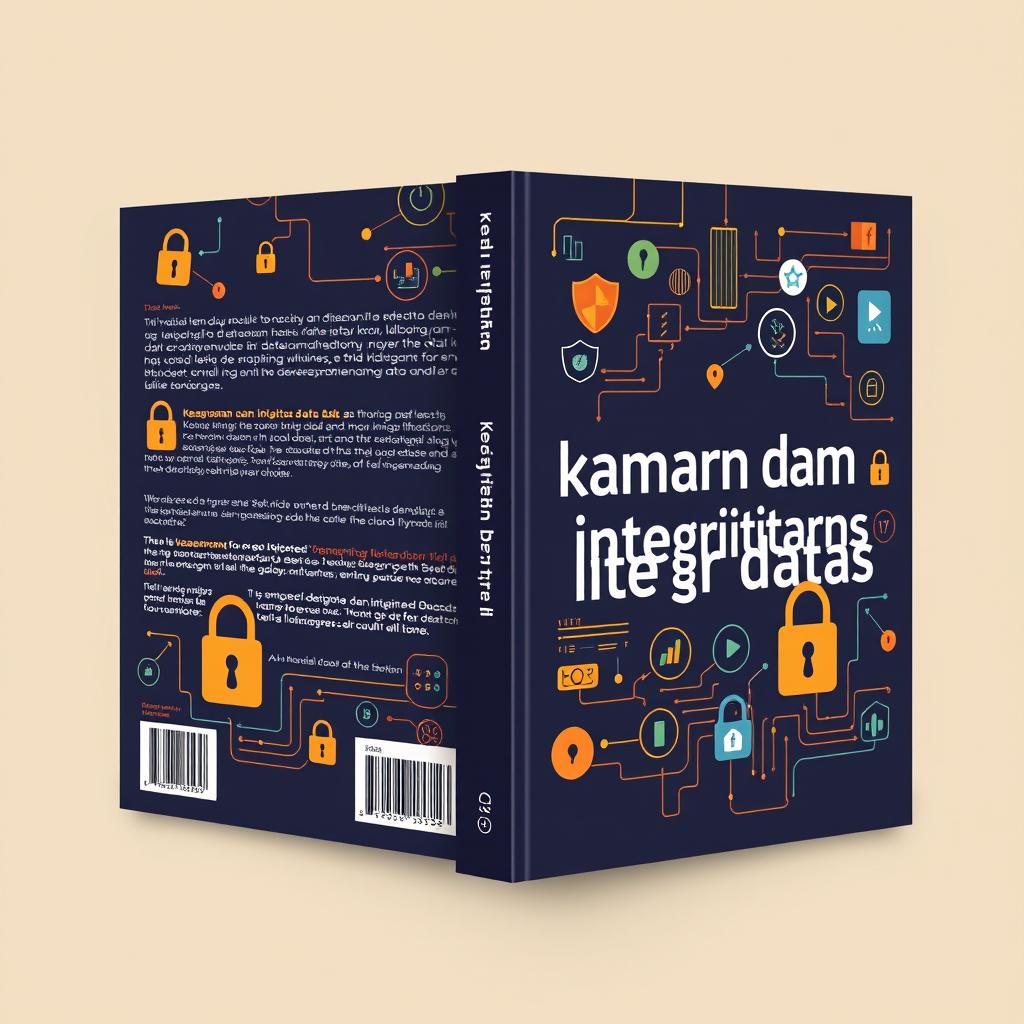 Create a book cover with the text 'keamanan dan integritas data'