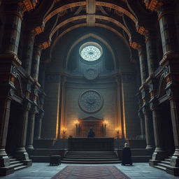 A grand courthouse hall designed in the style of Dungeons and Dragons