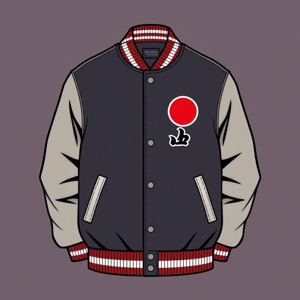 Create a varsity jacket with a Japanese-themed logo