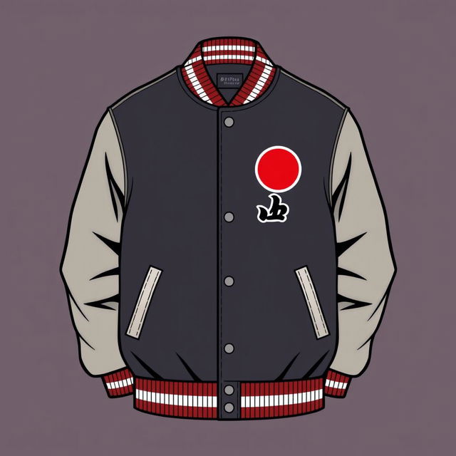 Create a varsity jacket with a Japanese-themed logo