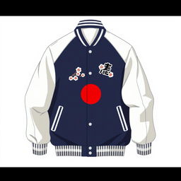 Create a varsity jacket with a Japanese-themed logo