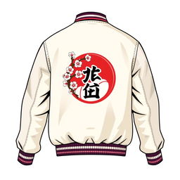 Create a varsity jacket with a Japanese-themed logo