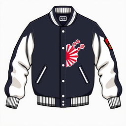 Create a varsity jacket with a Japanese-themed logo