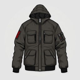 A jacket designed in the Japanese streetwear style, featuring elements of gorpcore