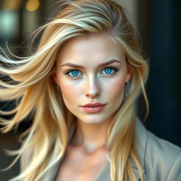 A stunning portrait of a beautiful blonde woman