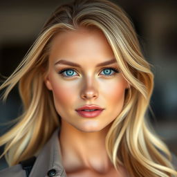 A stunning portrait of a beautiful blonde woman