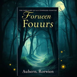 Create a captivating book cover featuring a mysterious forest with a hidden pathway, illuminated by soft moonlight