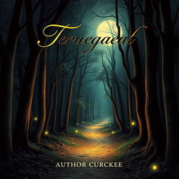 Create a captivating book cover featuring a mysterious forest with a hidden pathway, illuminated by soft moonlight