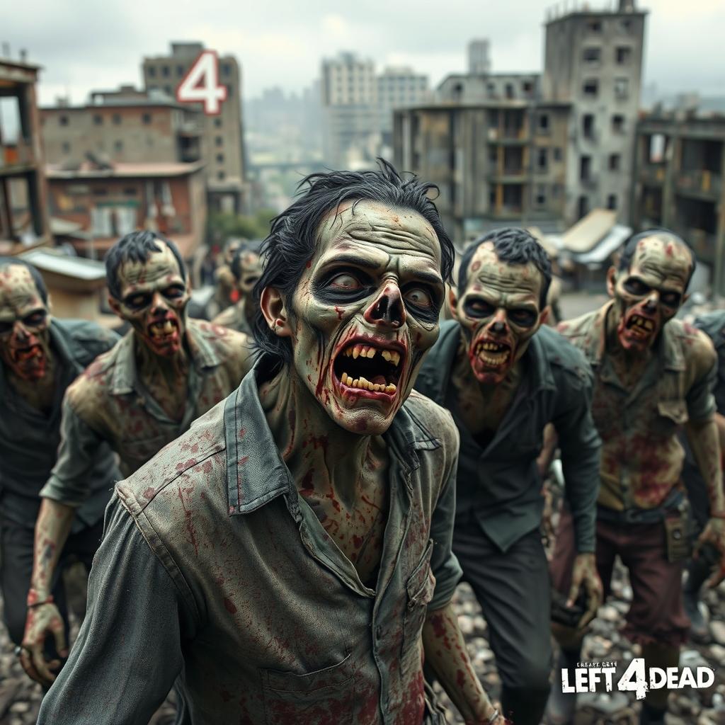 A detailed scene depicting zombies from the game Left 4 Dead