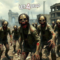 A detailed scene depicting zombies from the game Left 4 Dead