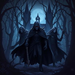 A dark, foreboding forest or castle setting, hinting at the oppressive and shadowy nature of the Veridian Empire