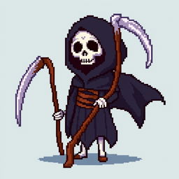 A pixel art character of a grim reaper in the style of Stardew Valley