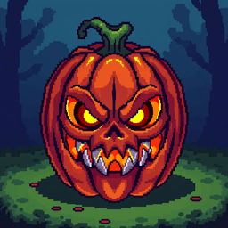 An item of a sinister pumpkin in the style of Stardew Valley