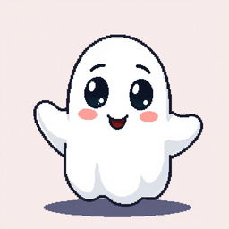 A character of a friendly ghost in the style of Stardew Valley