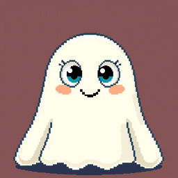 A character of a friendly ghost in the style of Stardew Valley