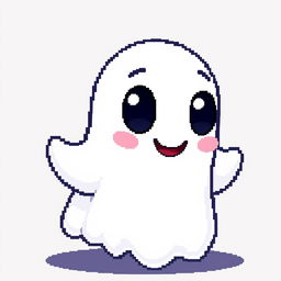 A character of a friendly ghost in the style of Stardew Valley