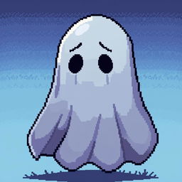 A character of a lost soul ghost in the style of Stardew Valley