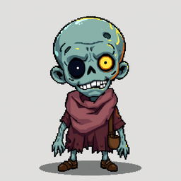 A character of a zombie merchant in the style of Stardew Valley