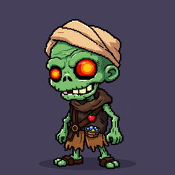 A pixel art character of a zombie merchant in the style of Stardew Valley