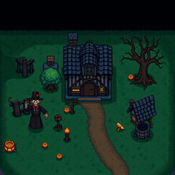 Dark-themed objects in the style of Stardew Valley