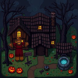 Dark-themed objects in the style of Stardew Valley