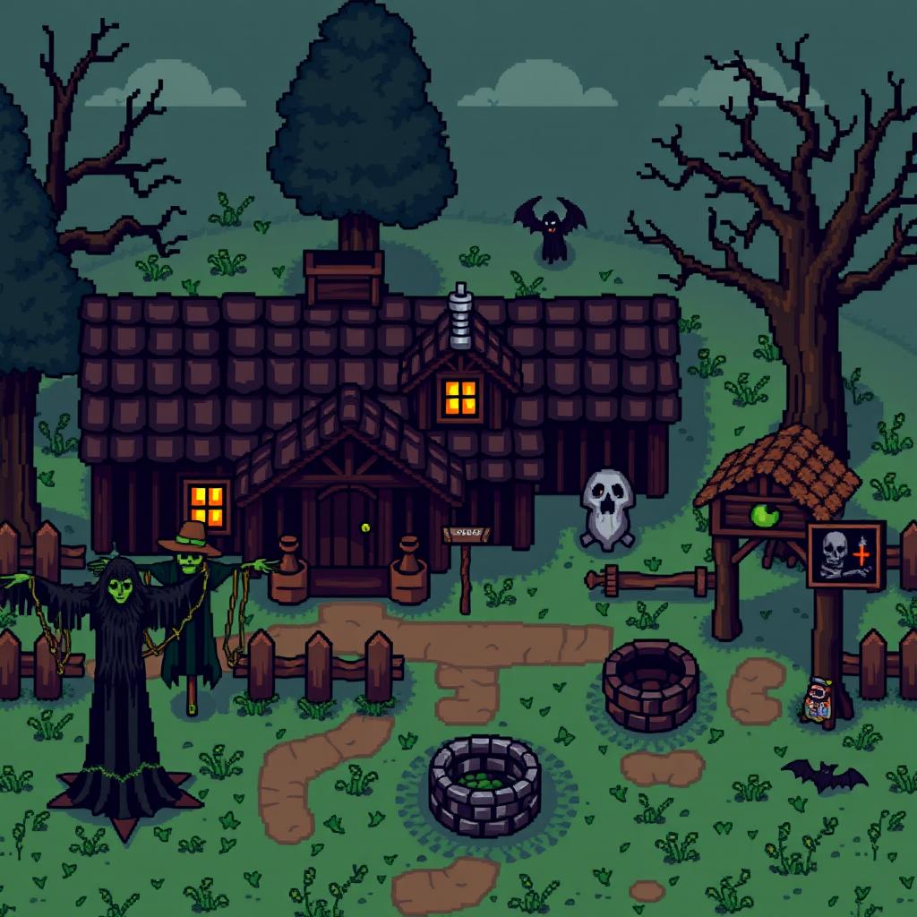 Dark-themed items in the style of Stardew Valley