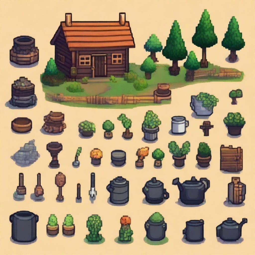 Create a dark-themed inventory in the style of Stardew Valley