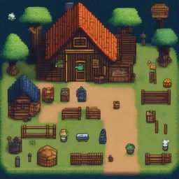 Create an inventory of dark-themed items in the style of Stardew Valley