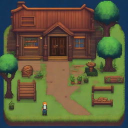 Create an inventory of dark-themed items in the style of Stardew Valley