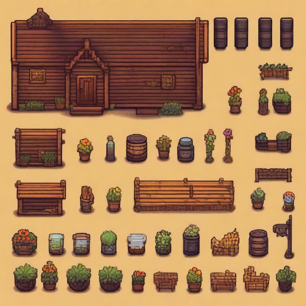 Create an interface for a dark-themed inventory in the style of Stardew Valley