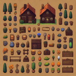 Create an interface for a dark-themed inventory in the style of Stardew Valley