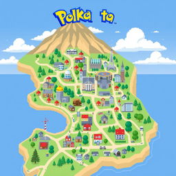 Create a Gameboy-style Pokémon town map of Wellington, New Zealand