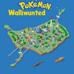 Create a Gameboy-style Pokémon town map of Wellington, New Zealand