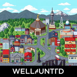 Create an RPG Maker-style game map of Wellington, New Zealand, with a character walking through it