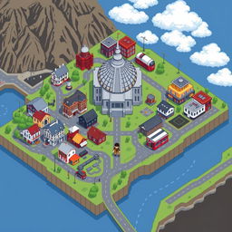 Create an RPG Maker-style game map of Wellington, New Zealand, with a character walking through it