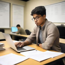 A student preparing for their thesis defense