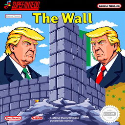 Create cover art for a SNES game titled 'The Wall'