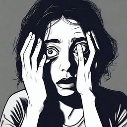 A person experiencing fear, with wide eyes and a worried expression