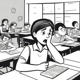 A student feeling fear during a test