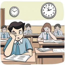 A student feeling fear during a test